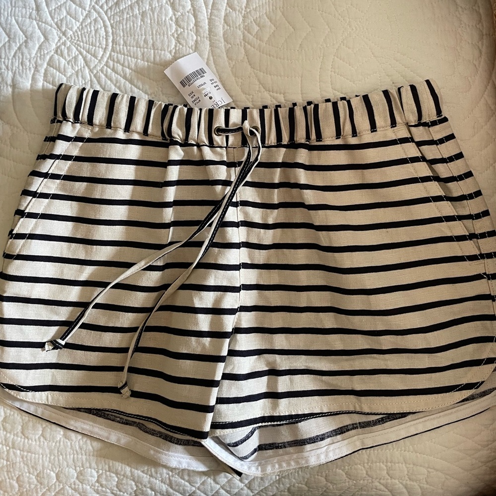J Crew striped linen shorts